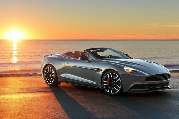 Vanquish Aston Martin. Car on the seashore