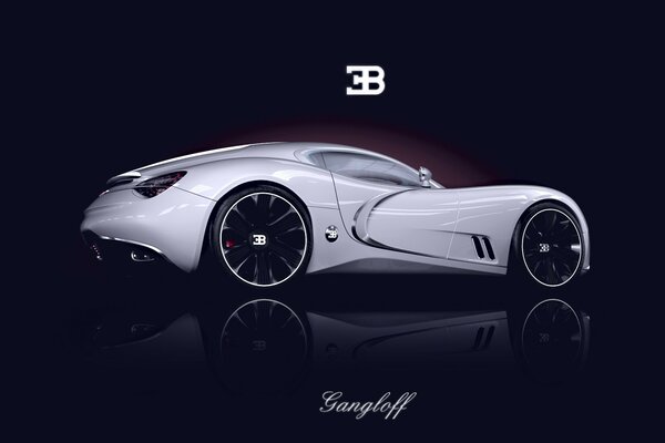 White Bugatti sports car of 2015