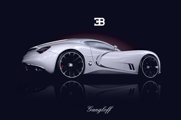 Белый спортивный автомобиль Bugatti 2015 года