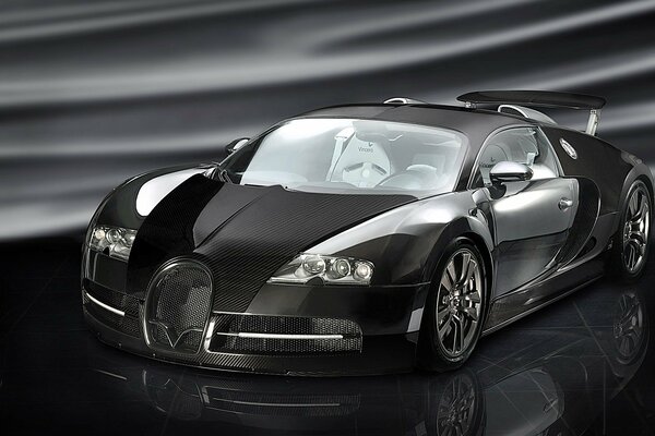 Black bugatti on a black background