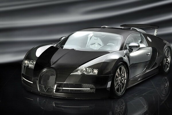 Czarna Bugatti na czarnym tle