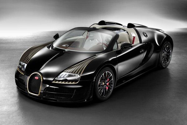 The black bugatti of the splendor of the design skill of sports cars