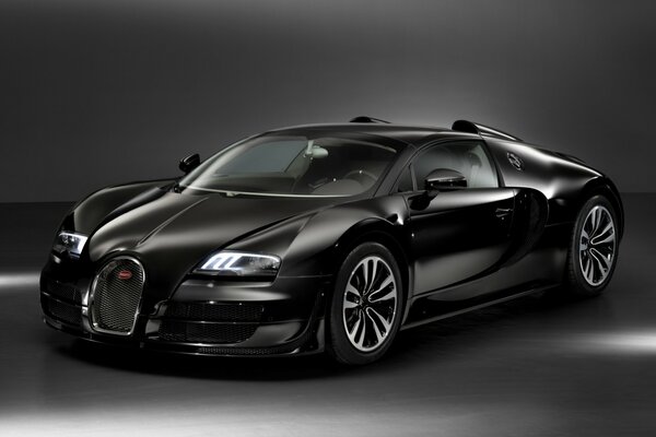 Super car. Beautiful photo of the car. Bugatti. Hypercar. Black car