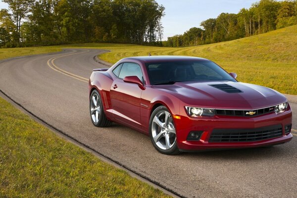 Red car corvette camaro 2014