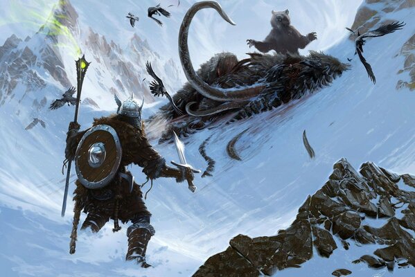 Fantasy karinka. Skyrim Mammoth and Bear