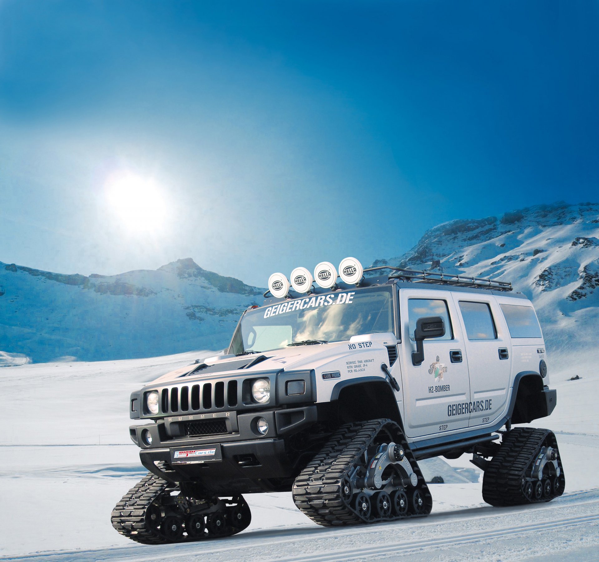 hummer h2 бомбардировщик geigercars внедорожник тюнинг гусеницы горы