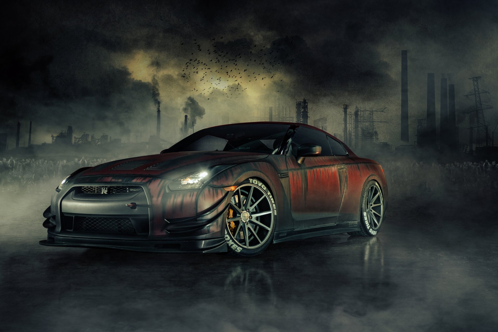 nissan r35 gt-r zombie tueur tourisme morts avant