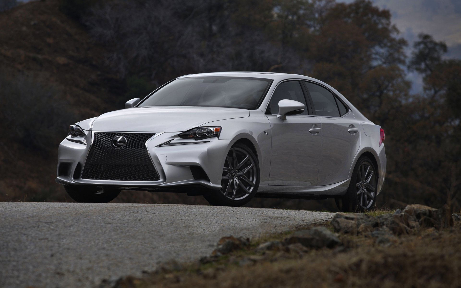 lexus isf deporte auto sedán gris frente nublado capucha rejilla