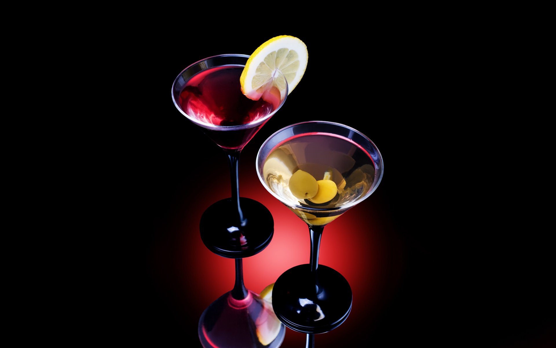 minimalism food alcohol cocktails glasses background olives lemon black background drink