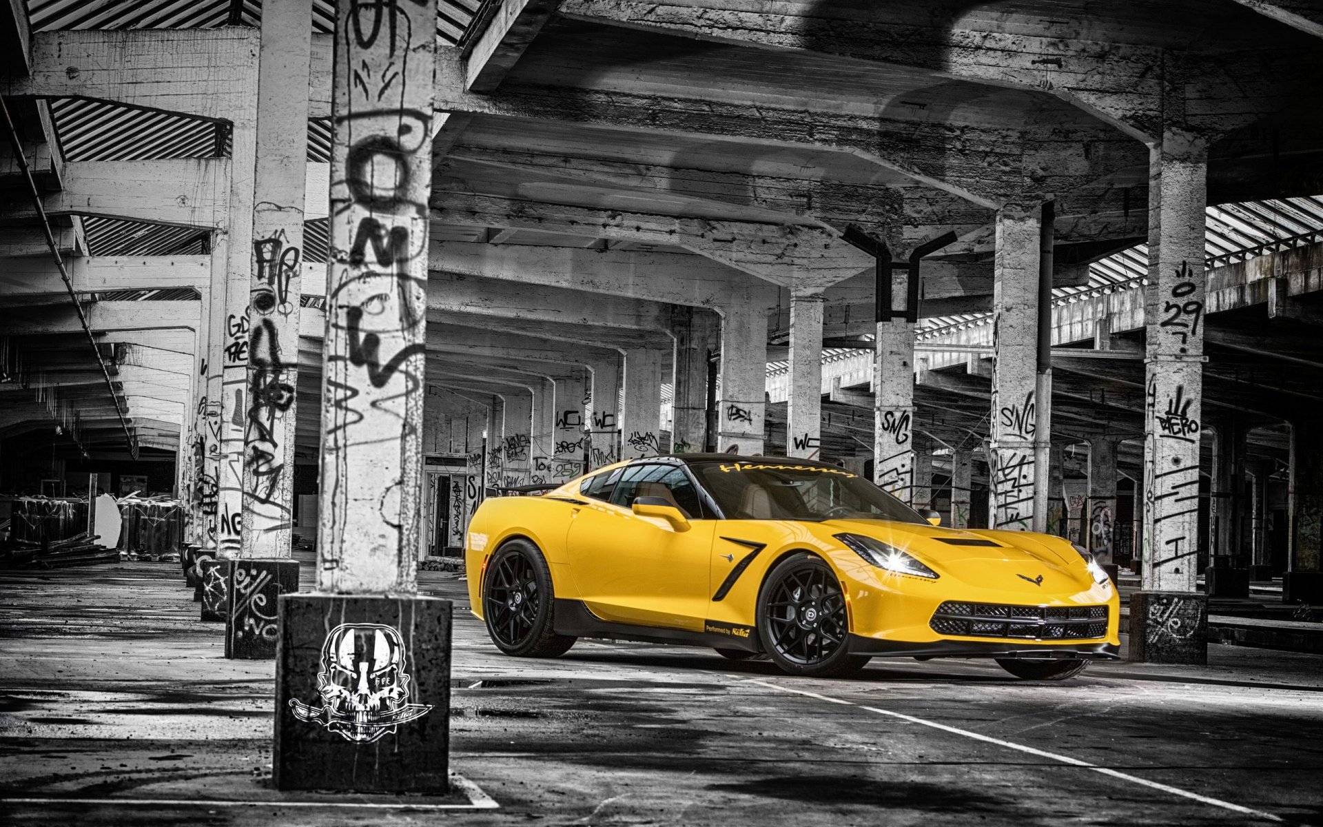 chevrolet corvette c7 stingray hpe700 2015 ruffer muscolo auto giallo anteriore