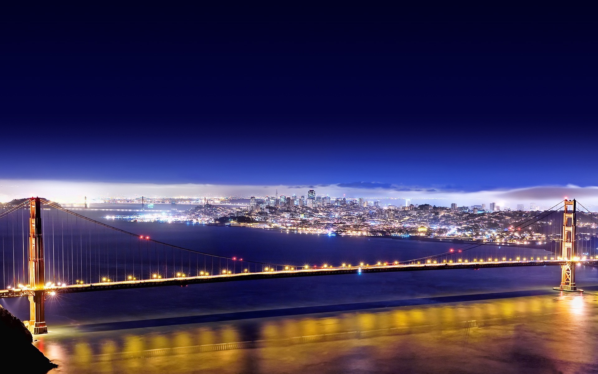 lights bridge golden gate san francisco night