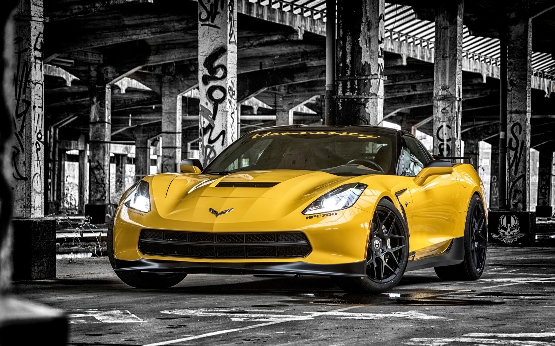 ruffer wydajność chevrolet corvette stingray hpe700 chevrolet tuning żółty przód tło