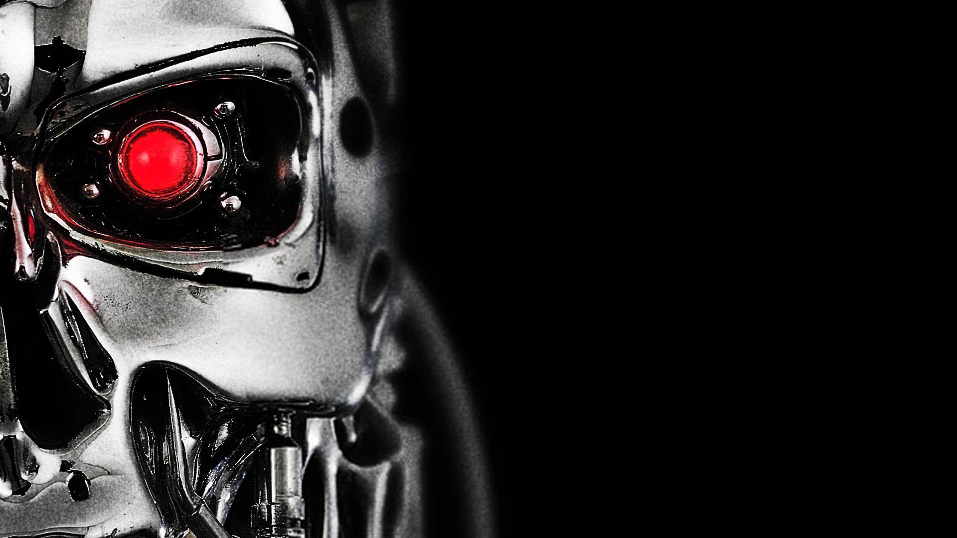 terminator t-800 endo terminator cyborg skynet robot oscuridad fondo negro ojo rojo ojo vista