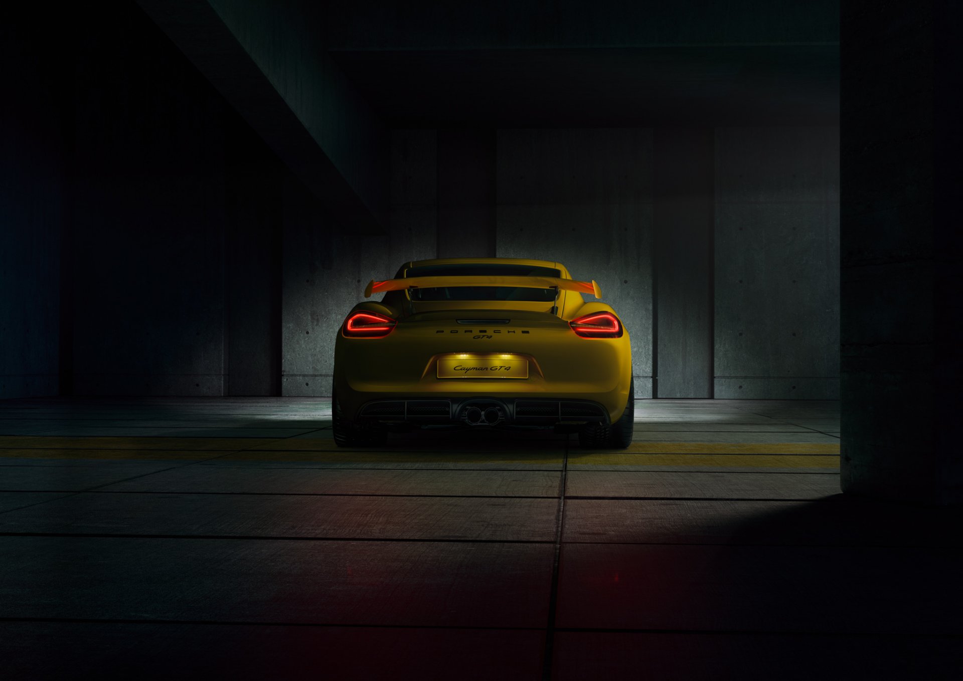 porsche cayman gt4 2015 amarillo superdeportivo aparcamiento luz trasero