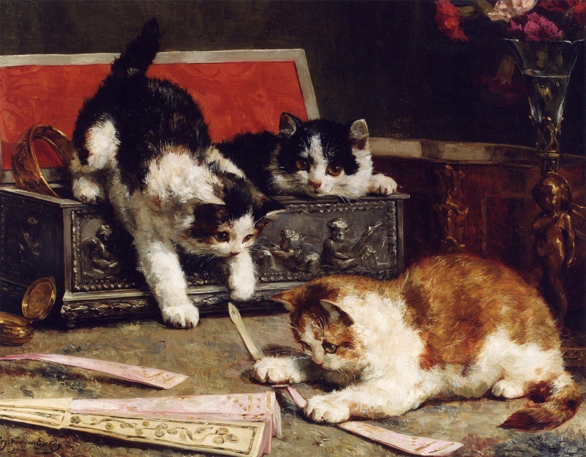 vernice gattino tre pittura gattini pittura scrigno tre gioco agilità fuzzies animali felini