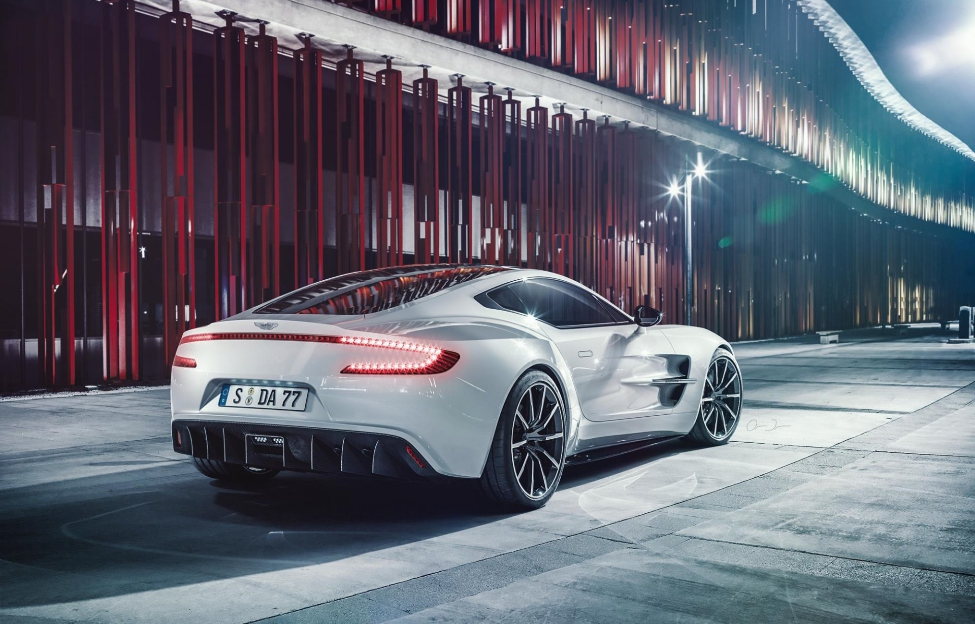 aston martin one-77 blanco superdeportivo luz ruedas trasero