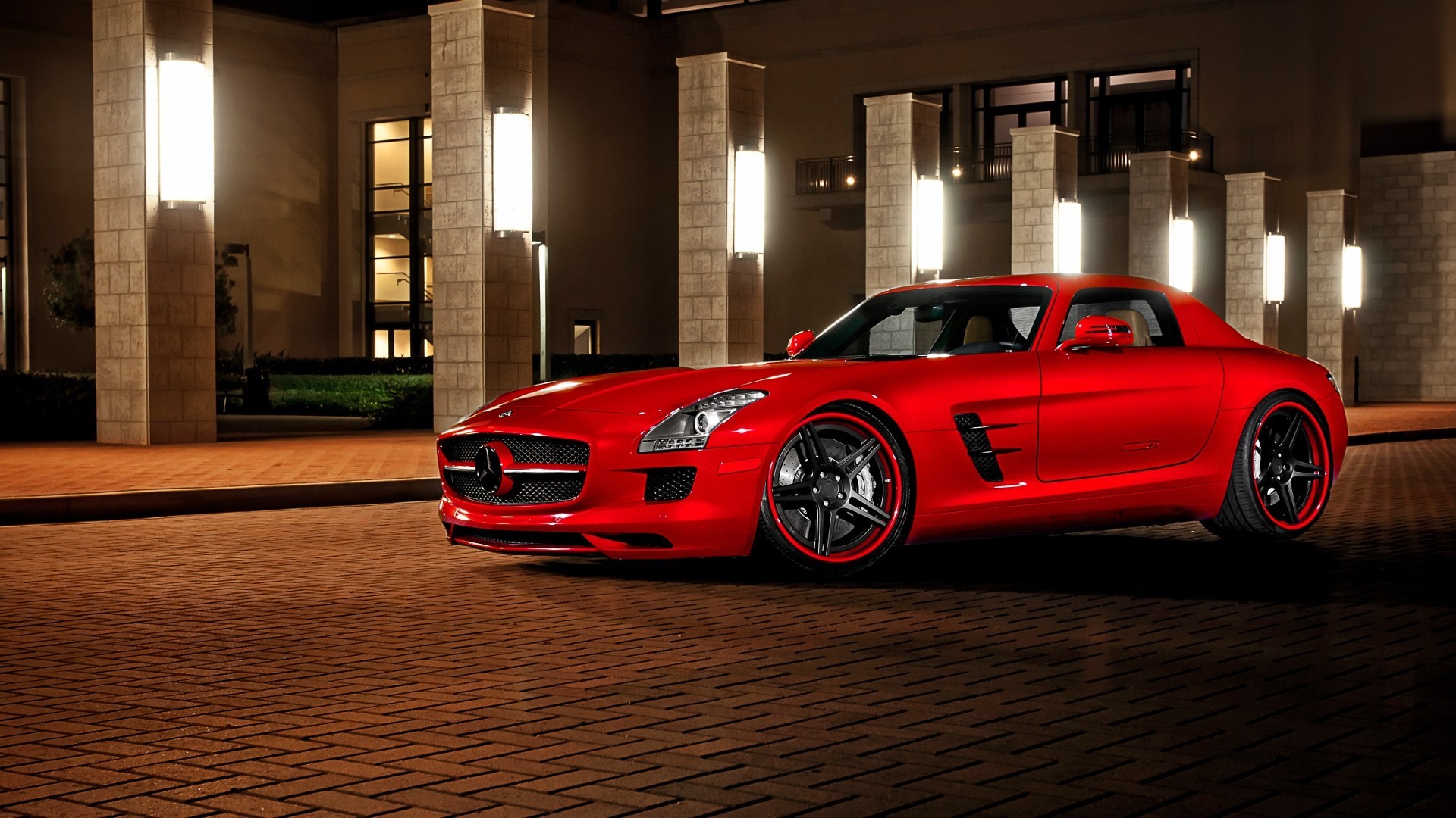 auto rosso marrone mercedes-benz sls amg