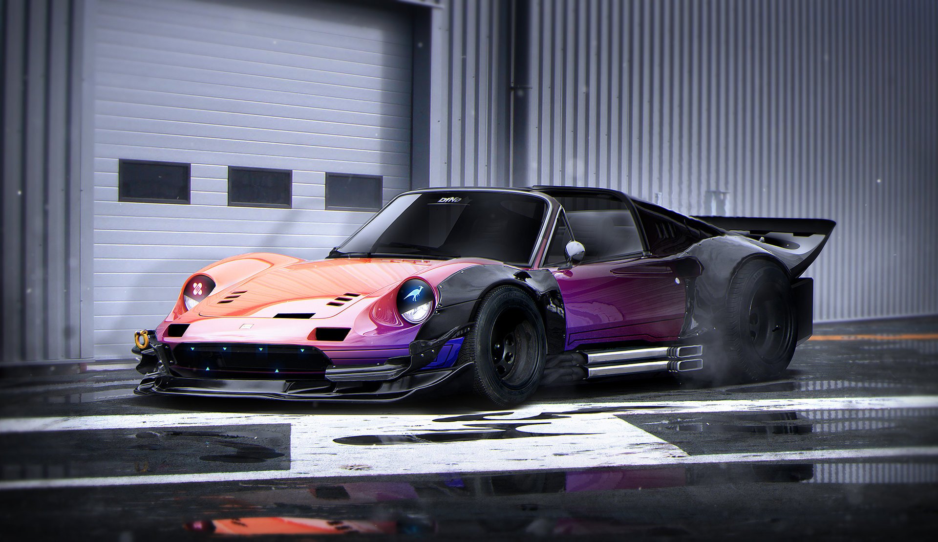 ferrari dino futur tuning nacré couleur rendu par khyzyl salem