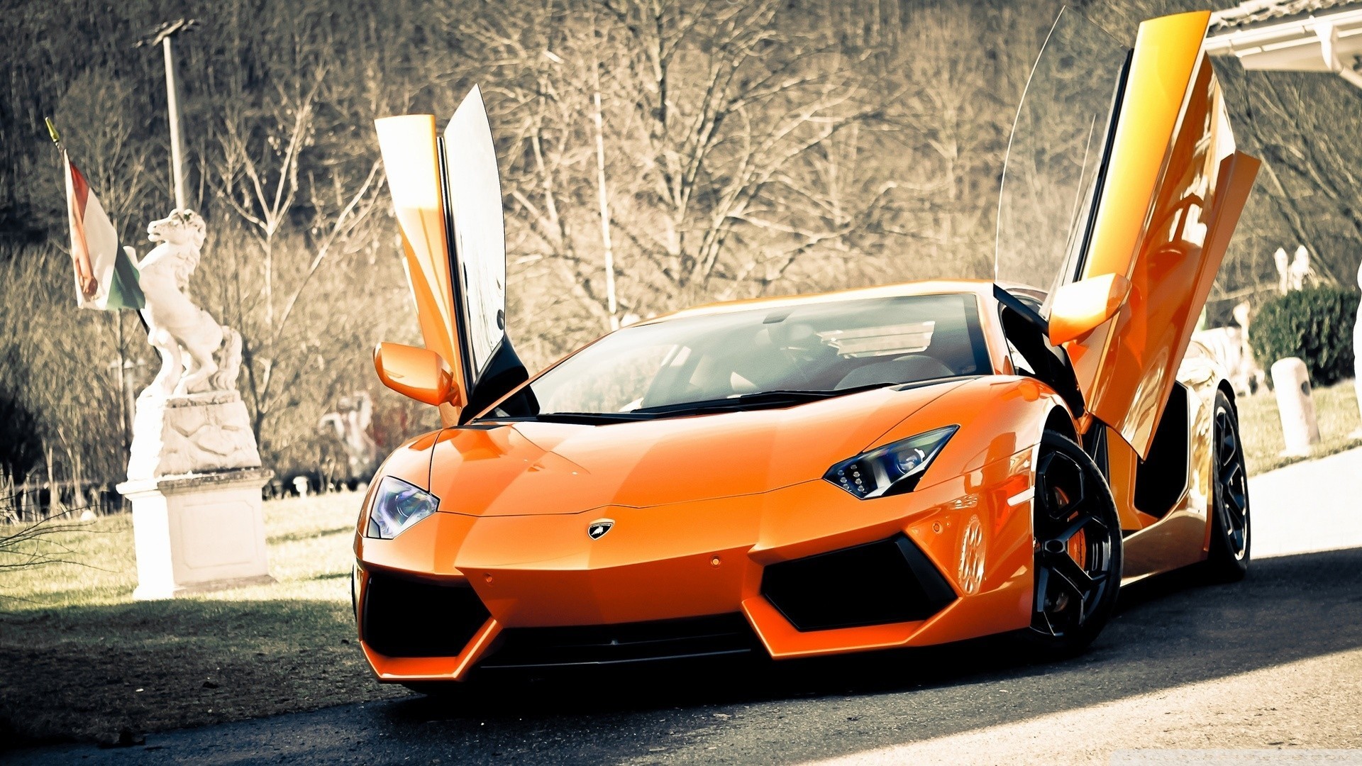 auto arancione supercar lamborghini aventador