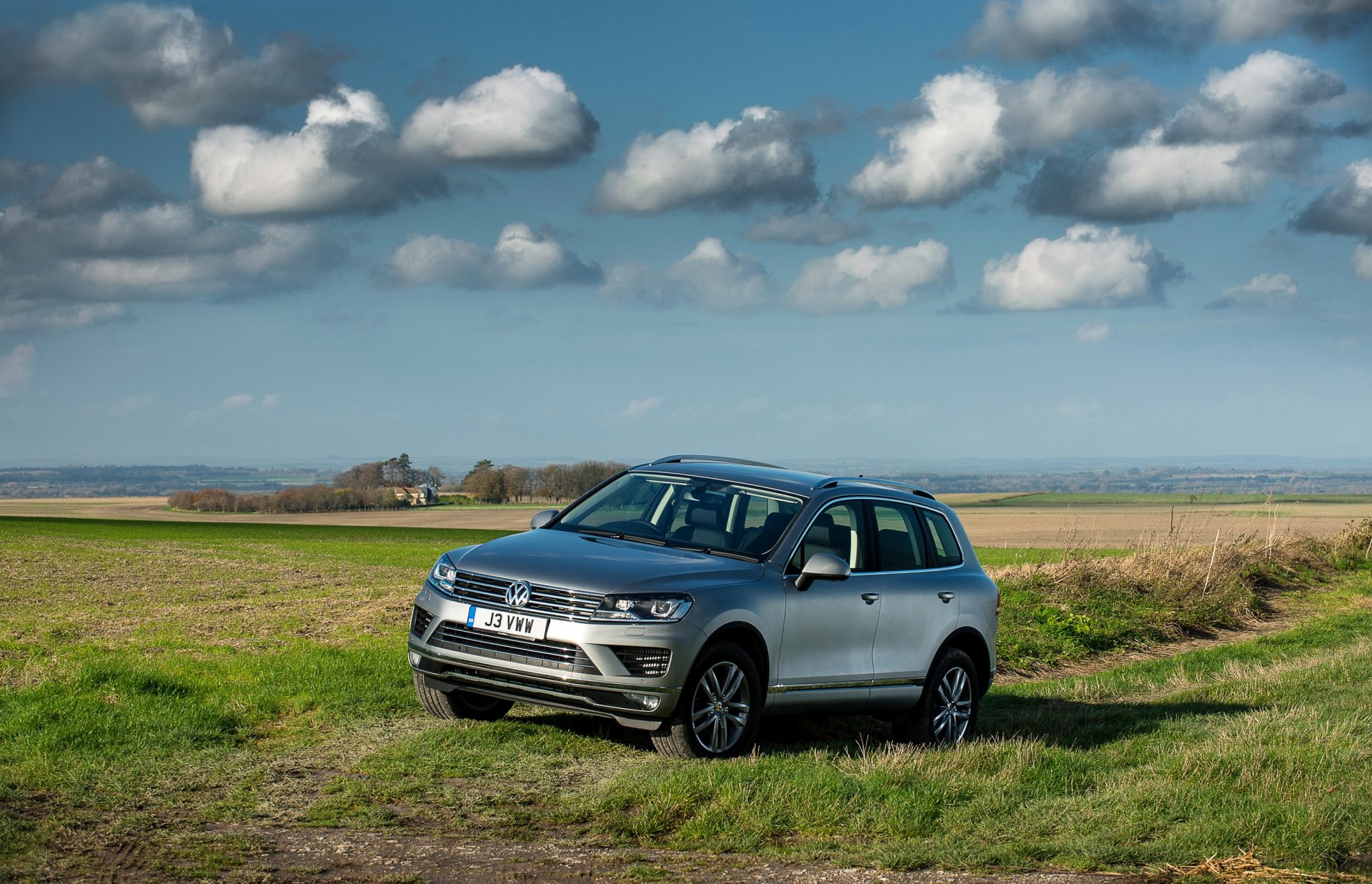 volkswagen landschaft himmel 2014 touareg se grau auto foto