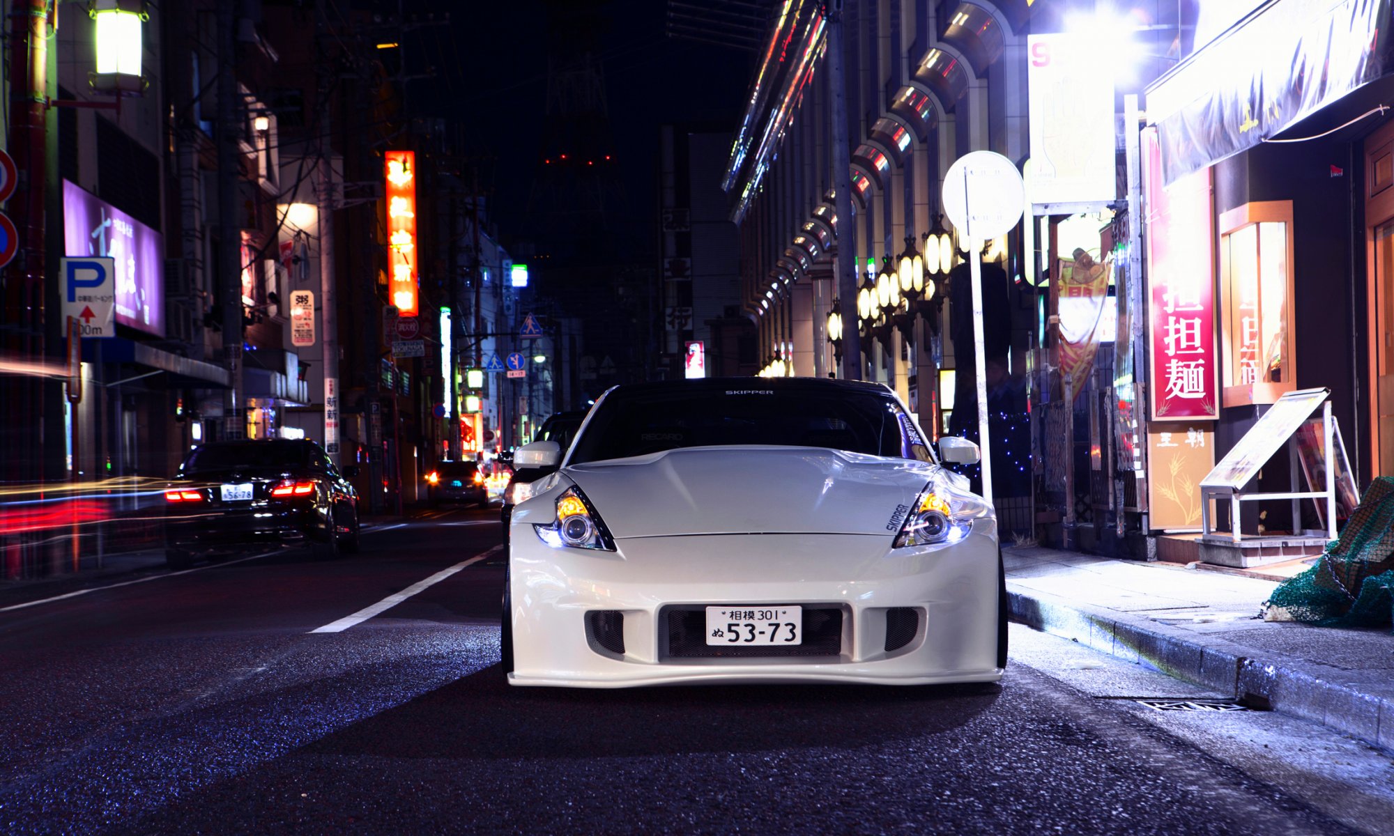 nissan 370z stance white front vossen wheel