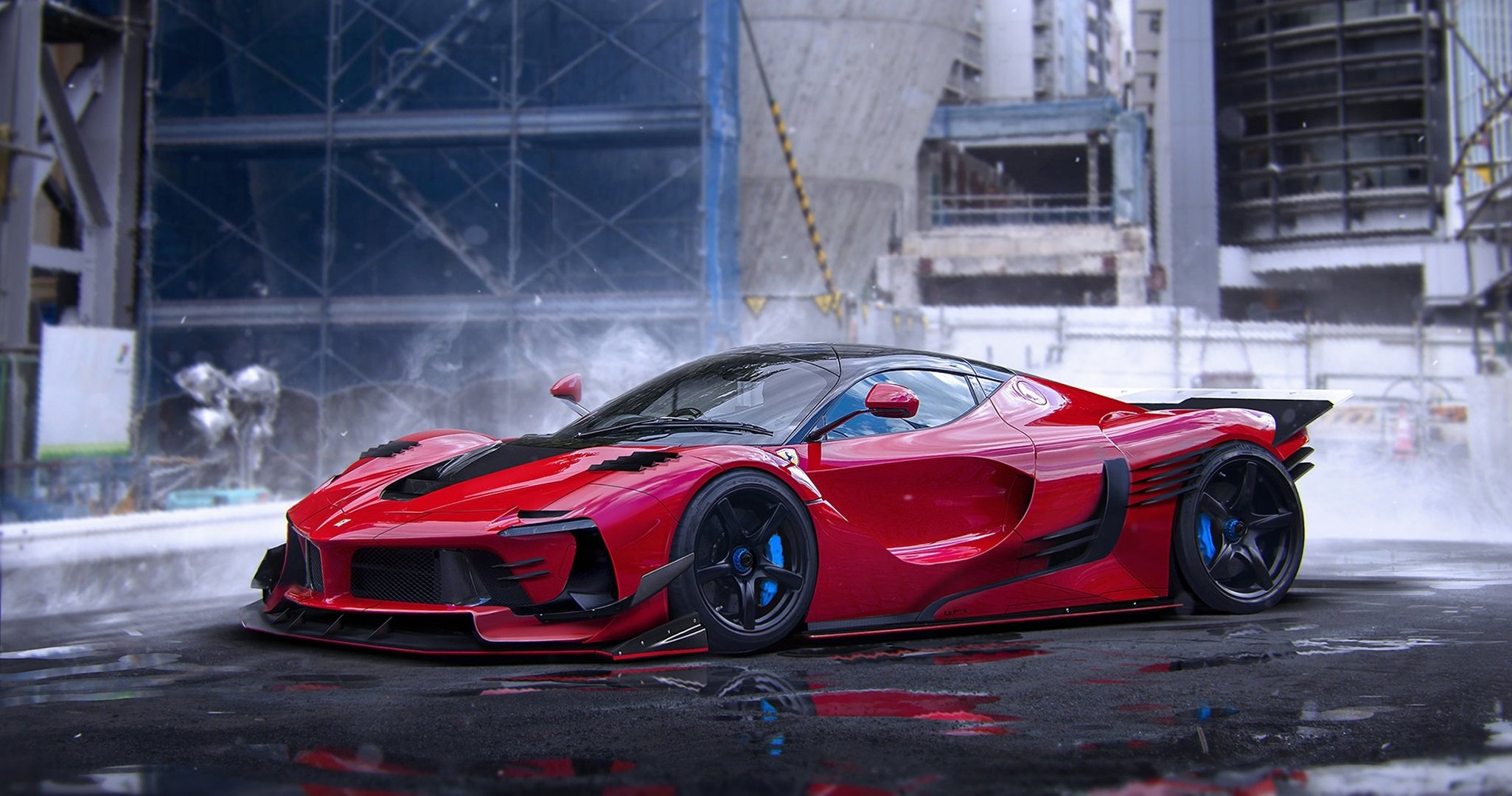 ferrari laferrari rouge chaud supercar couleur rendu par khyzyl salem