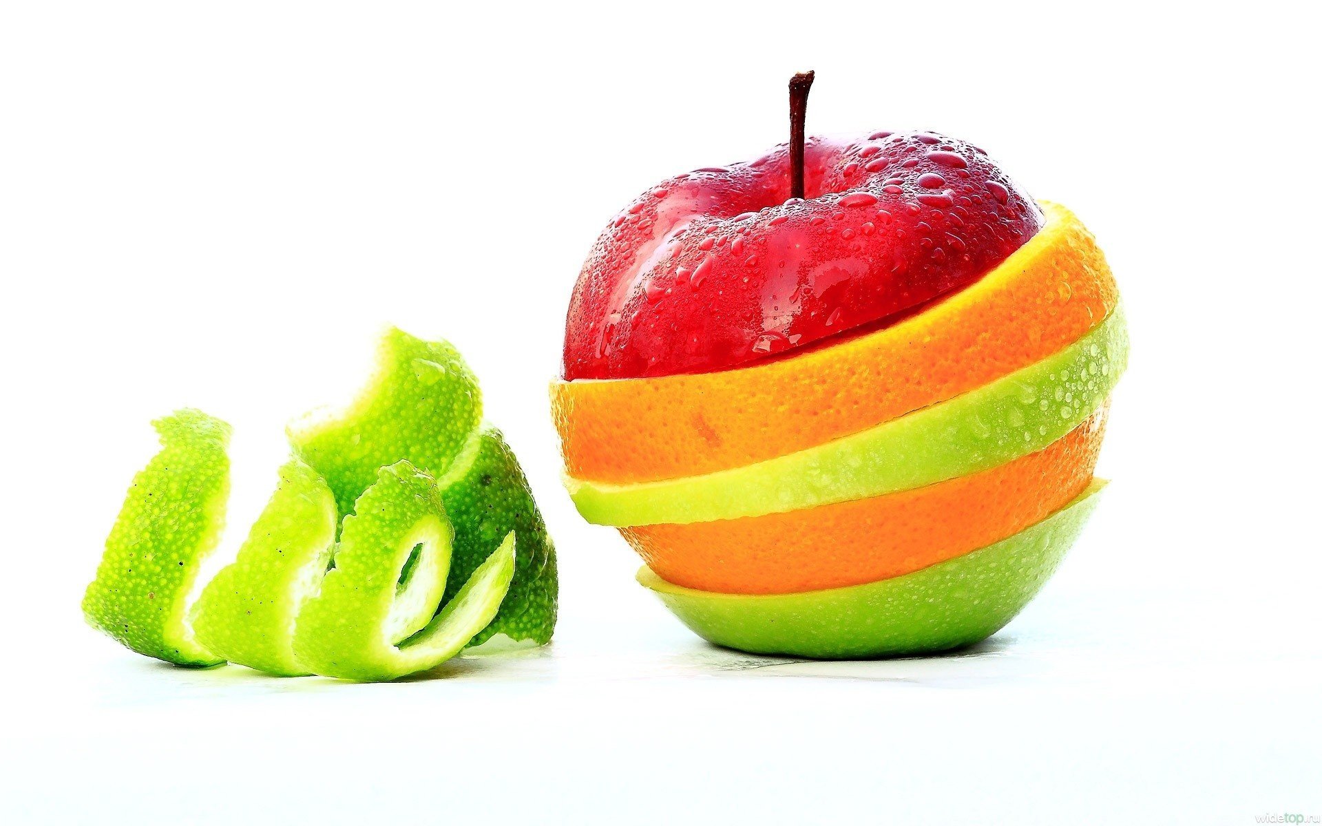 apple fruit peel layers colors white background fruit