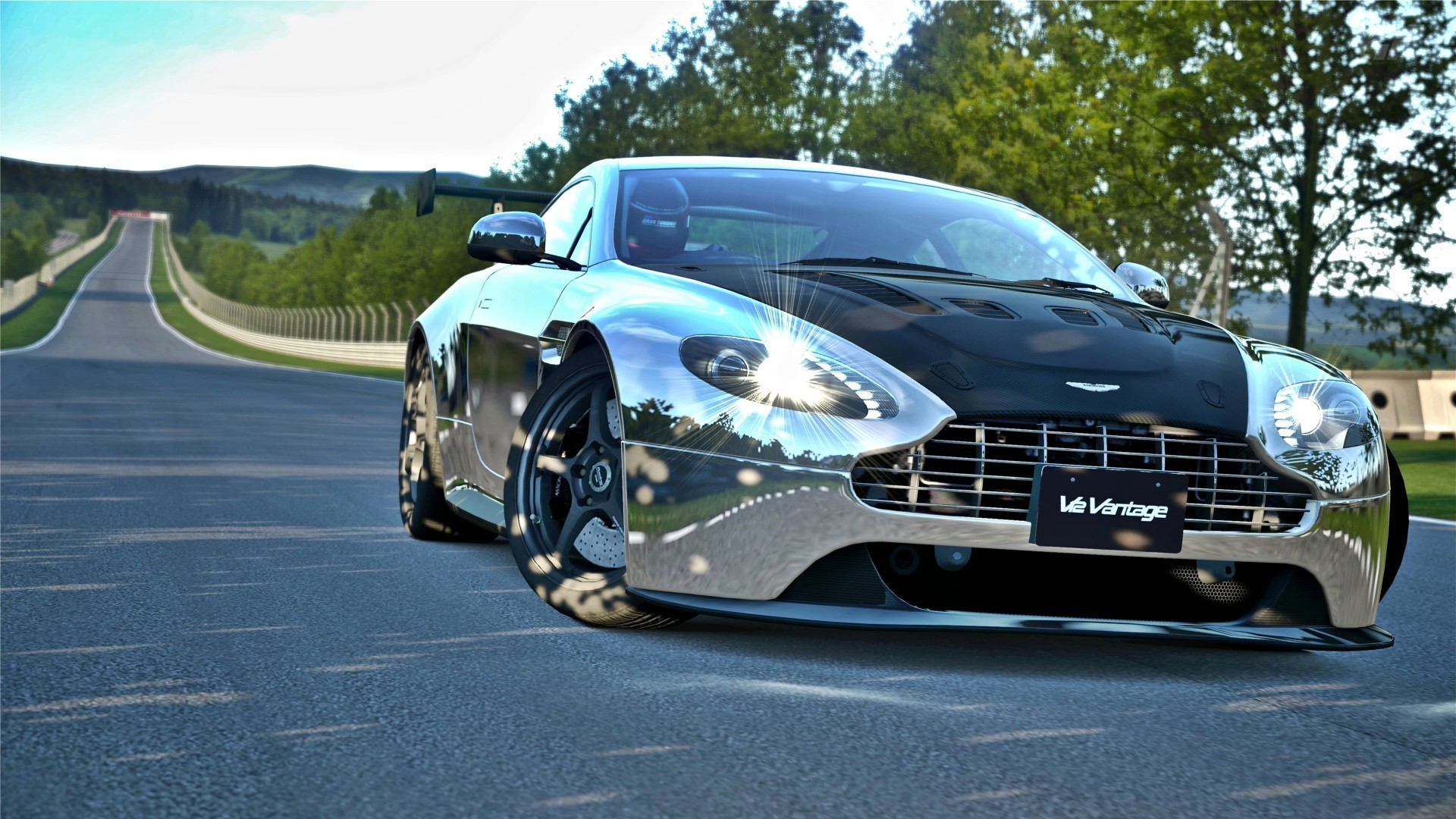 v12 автомобиль дорога серый aston martin