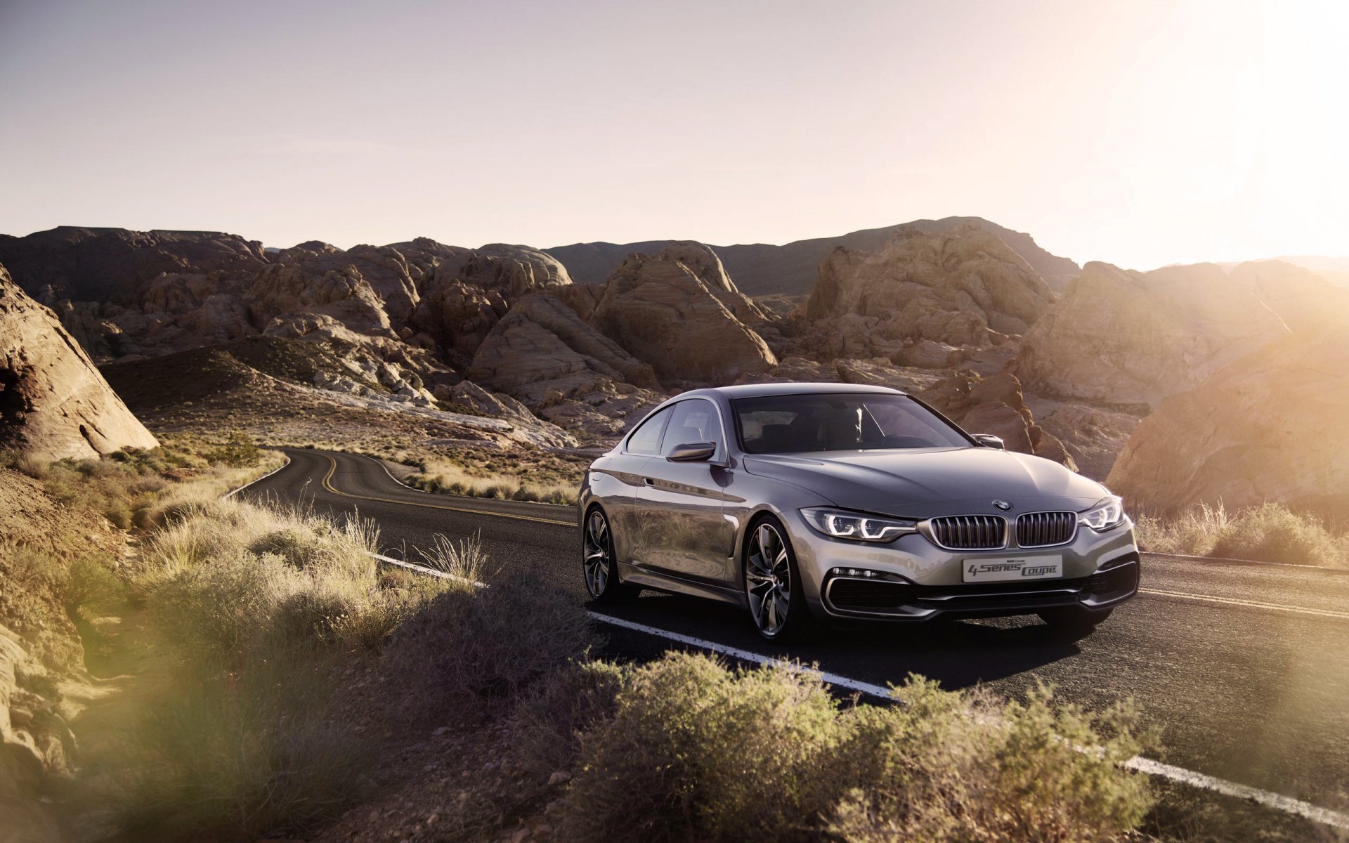 bmw 4er auto auto bmw silber grau blendung straße wüste konzept