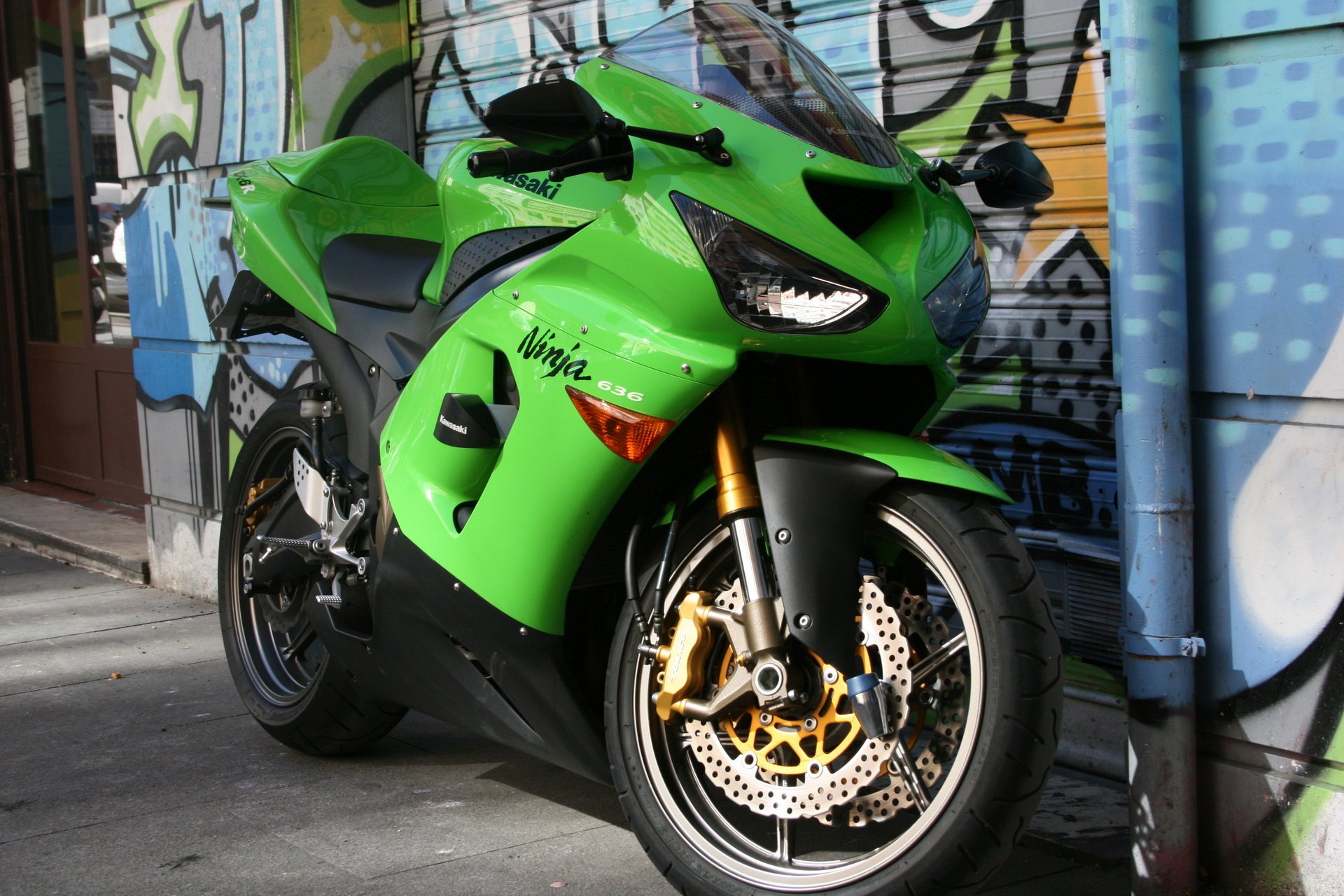 kawasaki zx-6r 2005 zx-r ninja escarabajo sportbike motocicleta moto kawasaki ninja verde motobike hi-tech bicicleta mototransporte