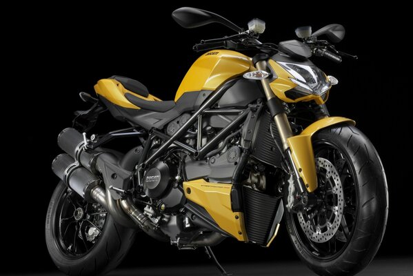 Golden black sport bike ducati streetfighter 848