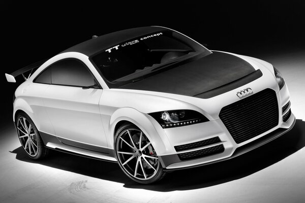 White Audy tt ultra quattro is a new generation car. smart combination of materials