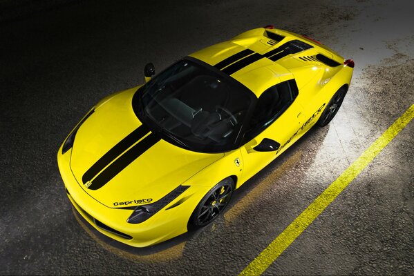 Yellow ferrari wallpaper. top view