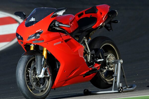 Red Italian designer motorbike