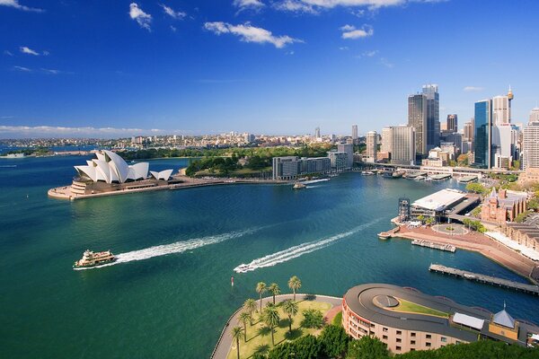 An Australian city with a view of the Opera House