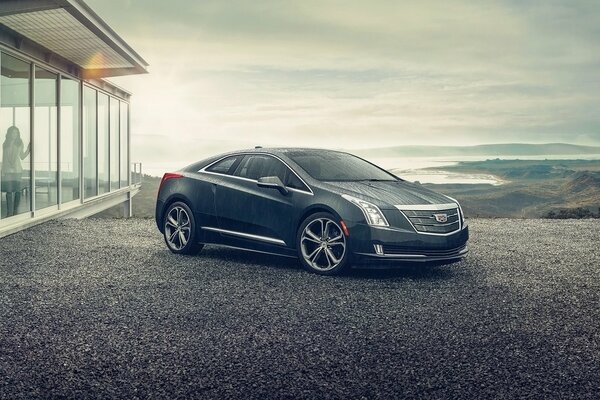 Cadillac on a beautiful sunset background