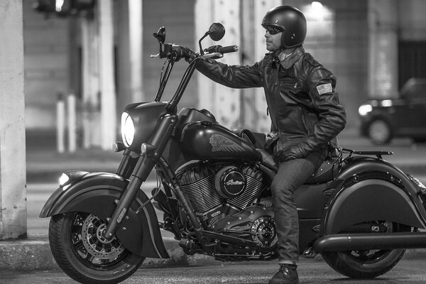 Motorcyclist on Indian Black Horse