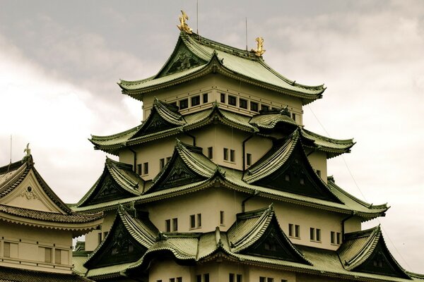 Traditional roofs of buildings in Asia