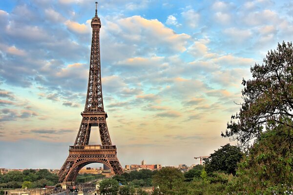 Eiffel Tower in Paris in the morning
