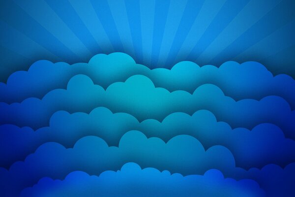 Applique of blue and blue clouds