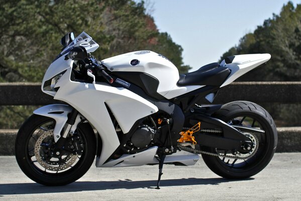 White Honda CBR1000RR Motorcycle side view