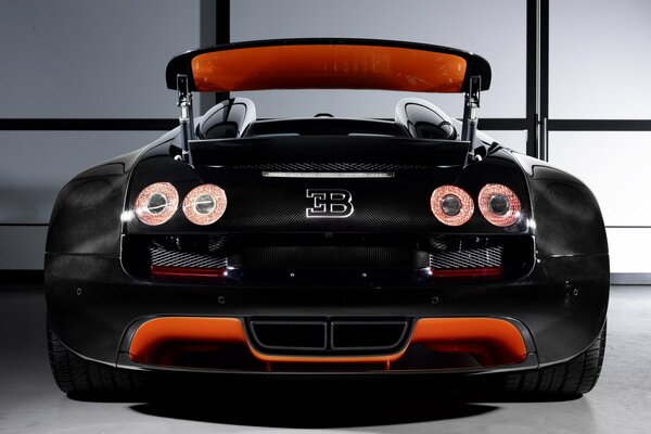 Bugatti veyron grand sport with rear wing rear view