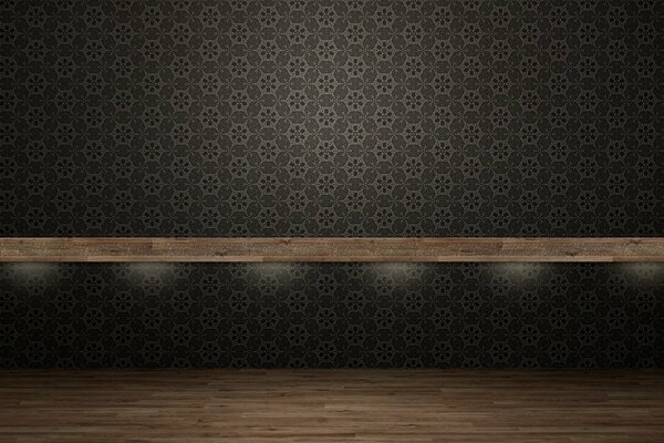 Wall with wallpaper and patterns in dark green