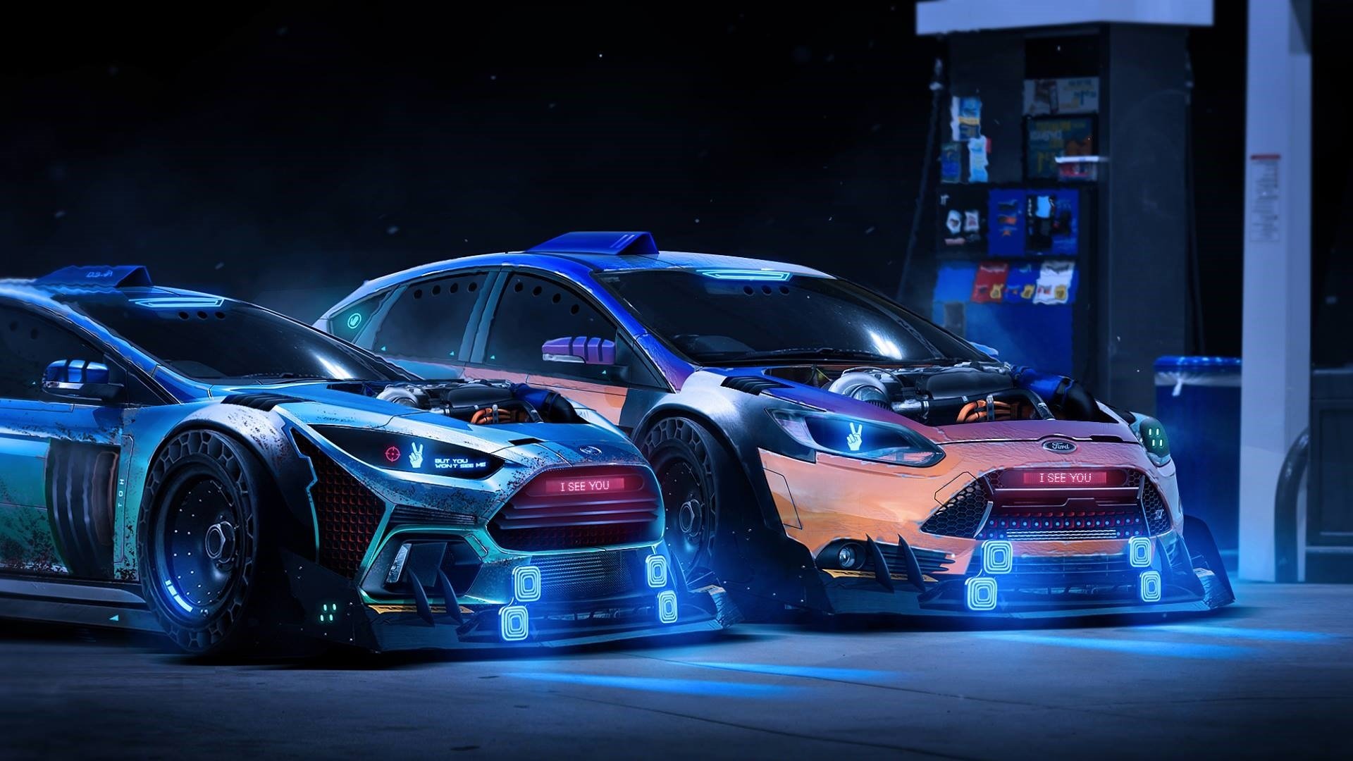 ford messa a fuoco rs 2015 benzina stazione neon rendering da khyzyl salem