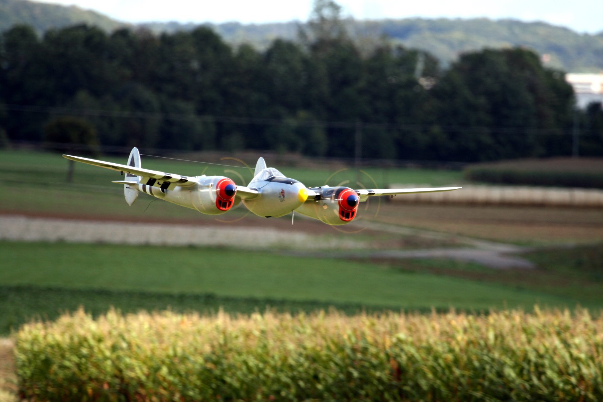 aviation over the field model aircraft fighter model the plane flight air forest trees field air transport