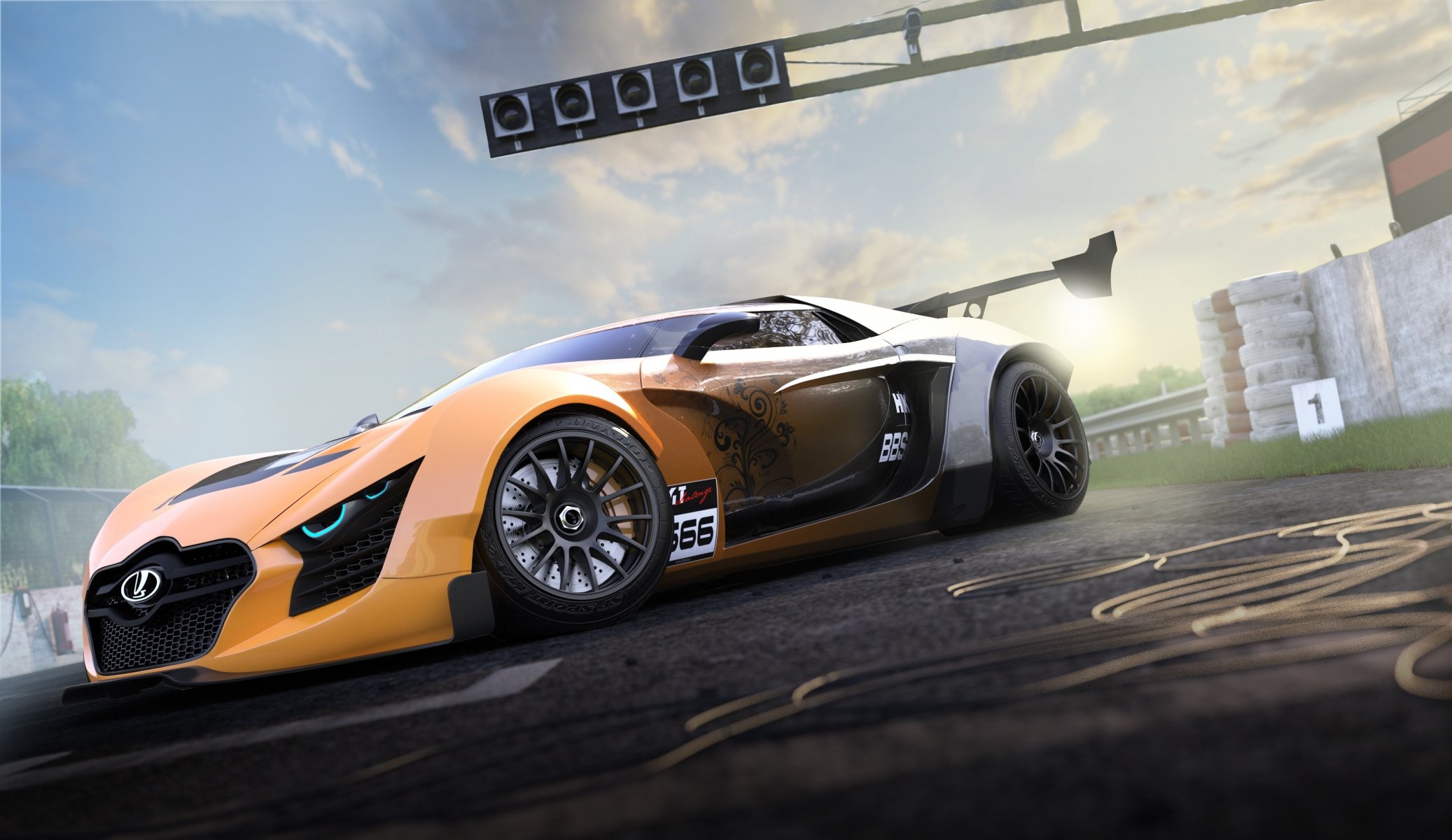 lada next gt concept track car future front 3d graphic