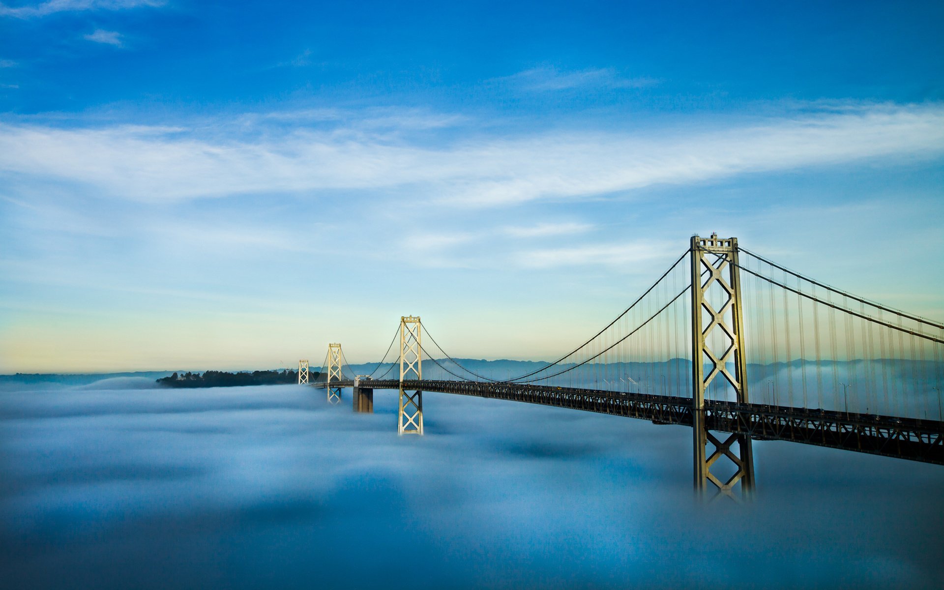 miasta ameryka mgły mosty chmury san francisco niebo usa mgła woda