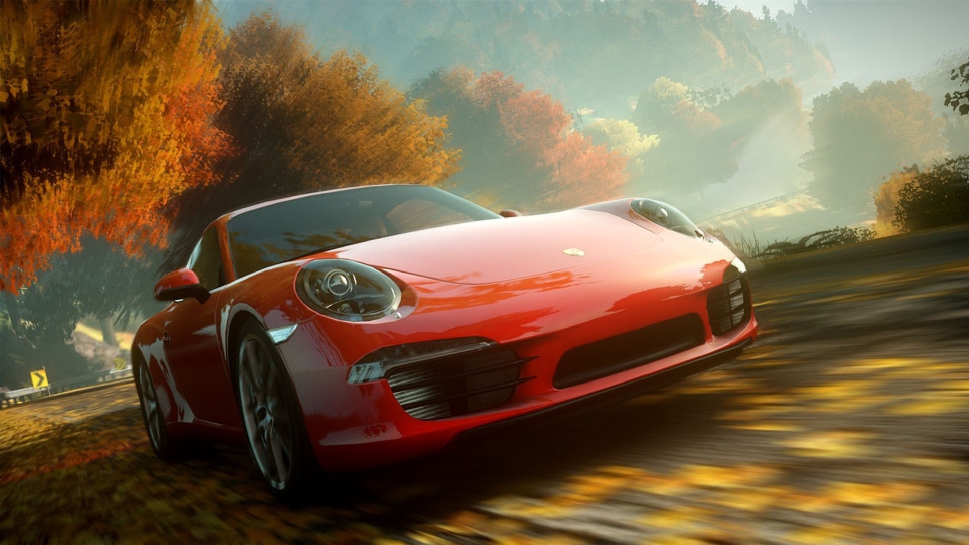 vehicles porsche grey autumn road