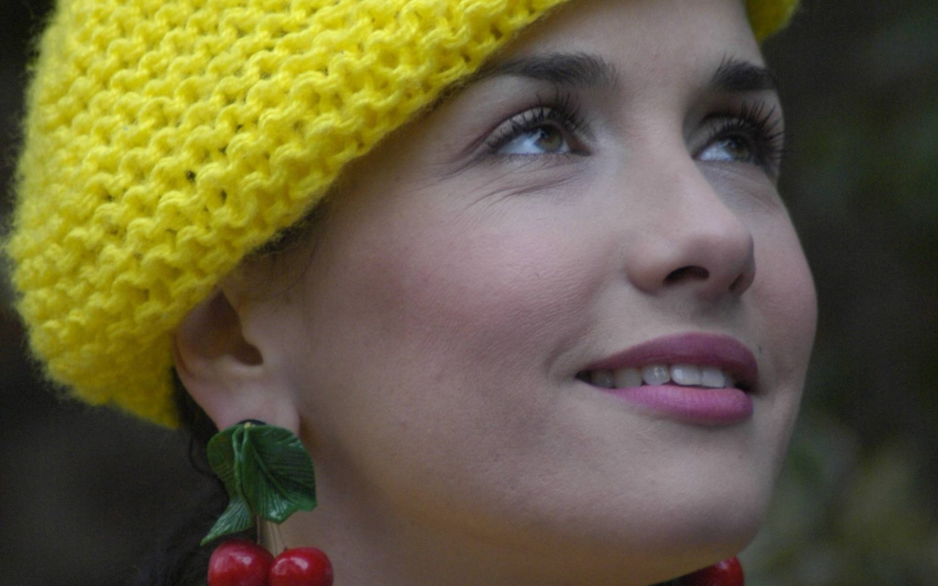 yellow hat natalia oreiro face beauty actress wild angel smile look model celebrity star singer latina earrings petals centerfolds girls eyes portrait women