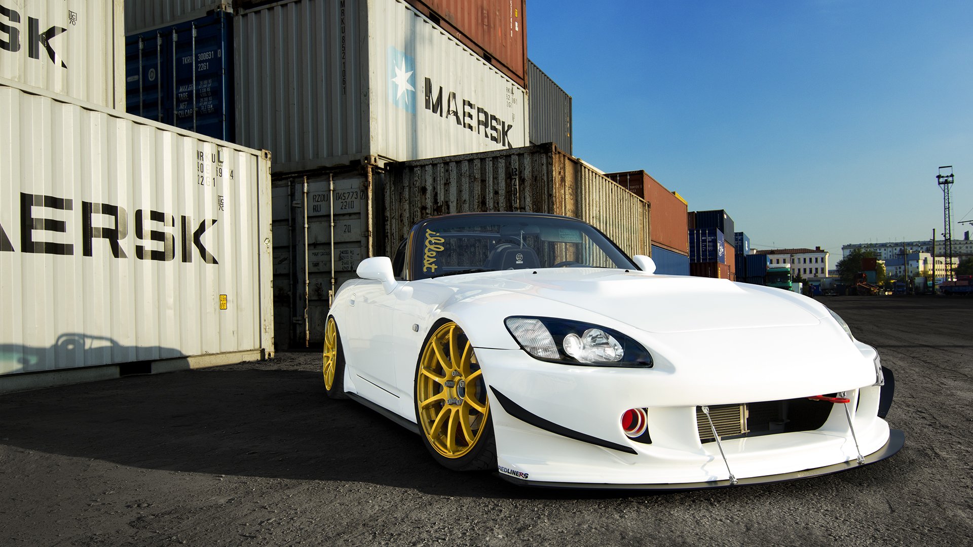 honda s2000 tuning bianco auto oro ruote anteriori